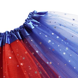 Girls Stars Sequins Tutu Skirt Princess Ballet Dance Tulle Dress 3 Layered Red Blue White USA Flag Tutu