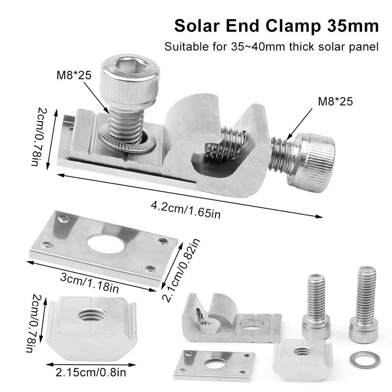 mizikuu Ground Clamp for PV Module, Pack of 8 Solar