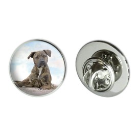 Staffy Staffordshire Bull Terrier Dog Sandy Beach Metal 0.75" Lapel Hat Pin Tie Tack Pinback