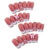 Press on Nails Long Square 3D Bow French White Heart
