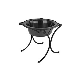Platinum Pets 2 Cup Bistro Single Raised Feeder with Stainless Steel Wide Rimmed Bowl, Black Chrome