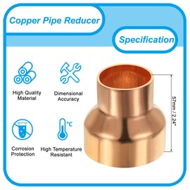 PATIKIL 2" to 1" Nominal Size Copper Reducer, 5pcs 99.9% Pure Copper Reducing Coupling Pressure Fitting Pipe Tube Connector Adapter with Sweat Solder
