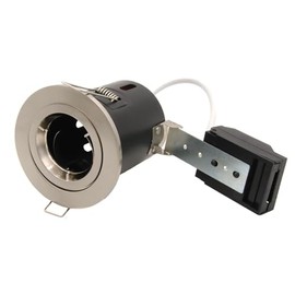Leyton Lighting LLFR-D-BN-GU GU10 Fixed Downlight, IP20, 87mm, Brushed Nickel, IC, Loop in/Out