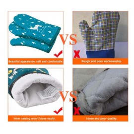 DMZK 1 Pair Oven Gloves for Kitchen Heat Resistant Kitchen Gloves,Oven Gloves with Cotton Lining for BBQ Cooking Set Baking Grilling Hot Potholder Cat