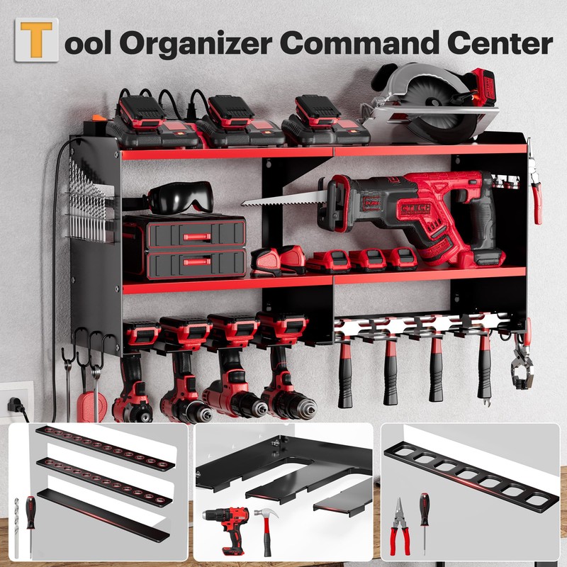 Spampur Power Tool Organizer Wall Mount with Charging Station, 15
