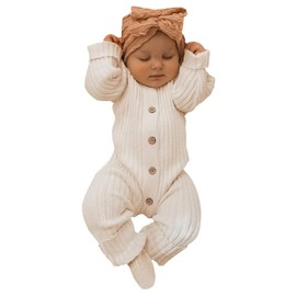 Aoswep - Lovely Solid Color Baby Long Sleeve Jumpsuit baby girl bodysuit (9-12 Months)
