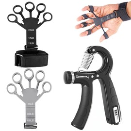 AJRO DEAL Hand Gripper & Finger Resistance Band – Adjustable Hand Grip With Counter Strengthener for Muscle Gain, Wrist Rehab, Injury Recovery, and Fitness Training