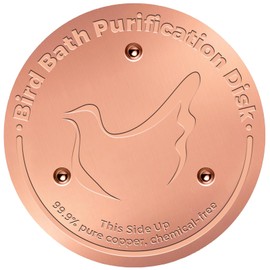 Bird Bath Copper Disk - 4 Inch, 99.99% Pure Copper Water Cleaner Disk with Stable Triple-Point Base, Chemical-Free Physical Natural Cleaning for Outdoor Bird Baths Bowls, All-Season Universal Fit