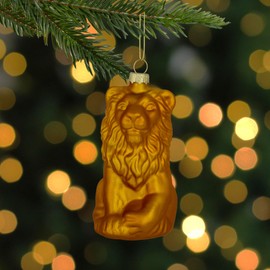 Northlight Sitting Lion Glass Christmas Ornament - 2.5" - Gold