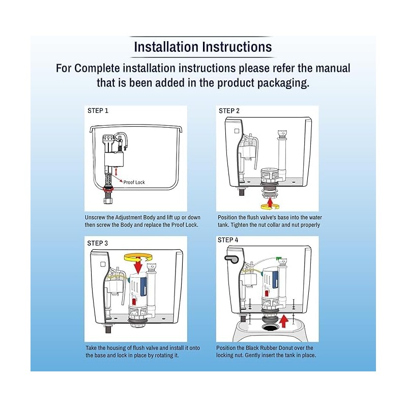 3 Inch Dual Flush Valve Complete Conversion Kit w/Handle &