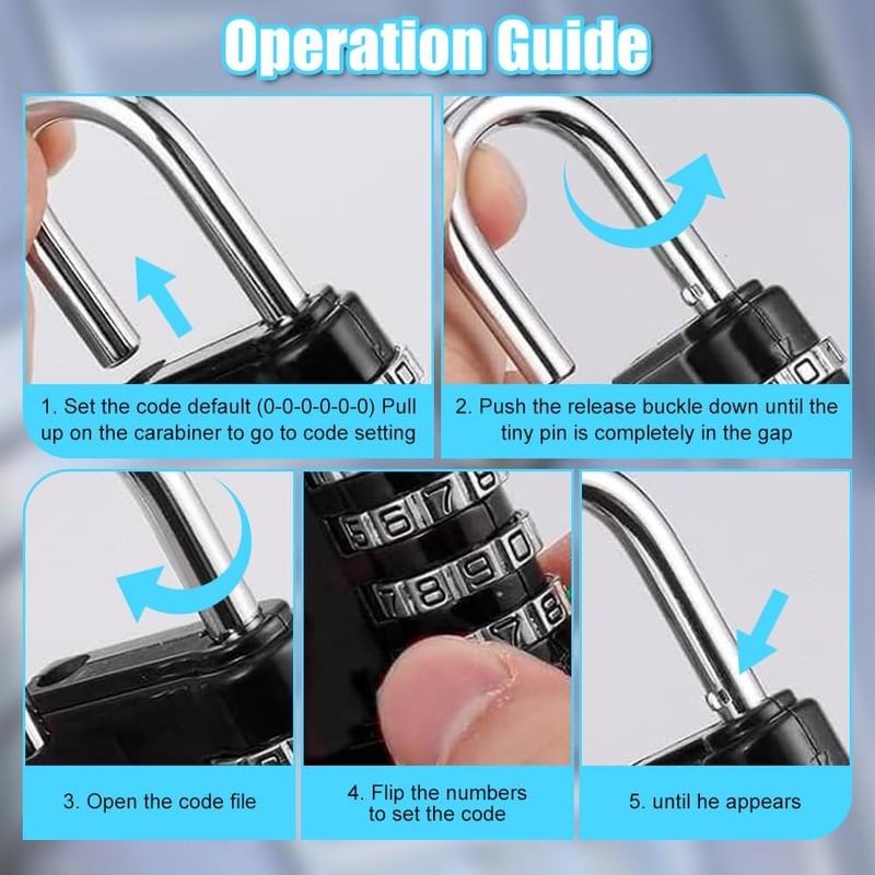 Udbrud Combination Lock, Pack of 6 3 Digit Combination Lock,