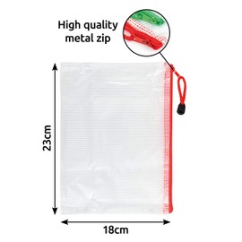 5 Clear Pencil Cases Large (Yellow, Black, Blue, Green, Red, A5) | 1 of Each Colour