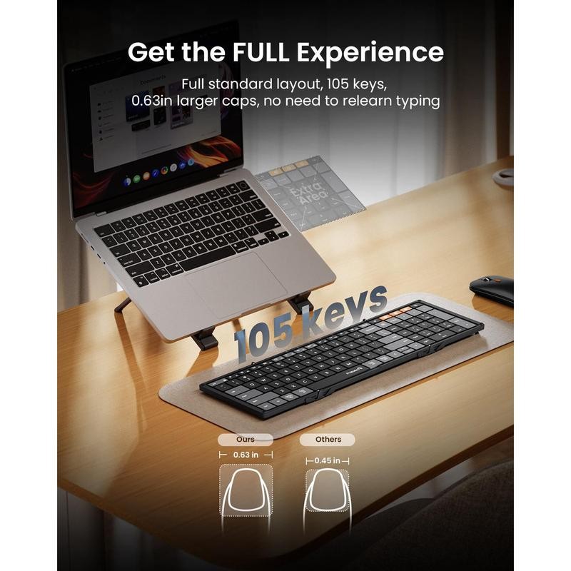 ProtoArc XKM01 CaseUp Foldable Keyboard Mouse Combo, Portable Bluetooth Keyboard