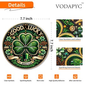 VODAPYC Good Lucky Diamond Art Painting Hanging Kit for Adults, DIY Diamonds Painting Pendant Hanging Ornament for Wall, Front Door, Yard Decor(Saint Patrick's Day)