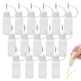 Eophmi Precision Tip Applicator Bottle,15PCS 10ml Needle Tip Bottle,Small Squeezy Bottles with Nozzles for DIY Craft, Oiler Bottles, Small Gluing Projects, White