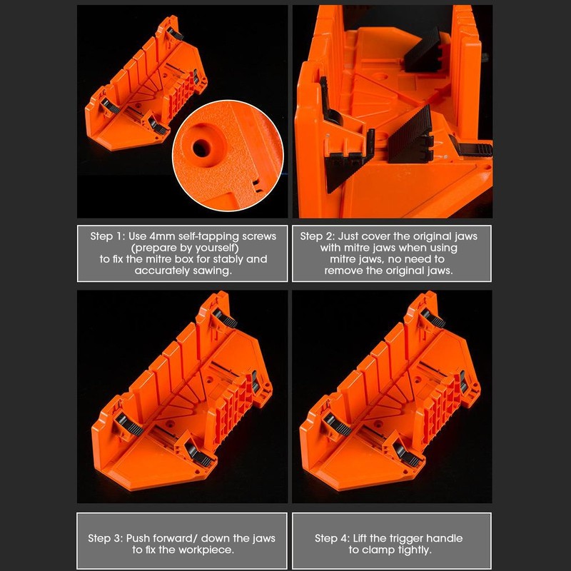 14-inch Mitre Box with Movable and Non-slip Jaw for Back