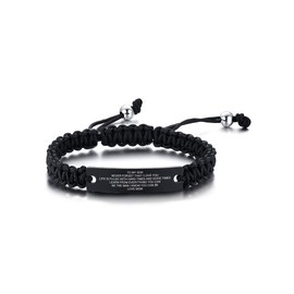 MEALGUET To my Son Bracelet Braided Rope Style Inspirational Message Engraved Son Bracelets, To my Son from Mom Dad Bracelets for Birthday Graduation