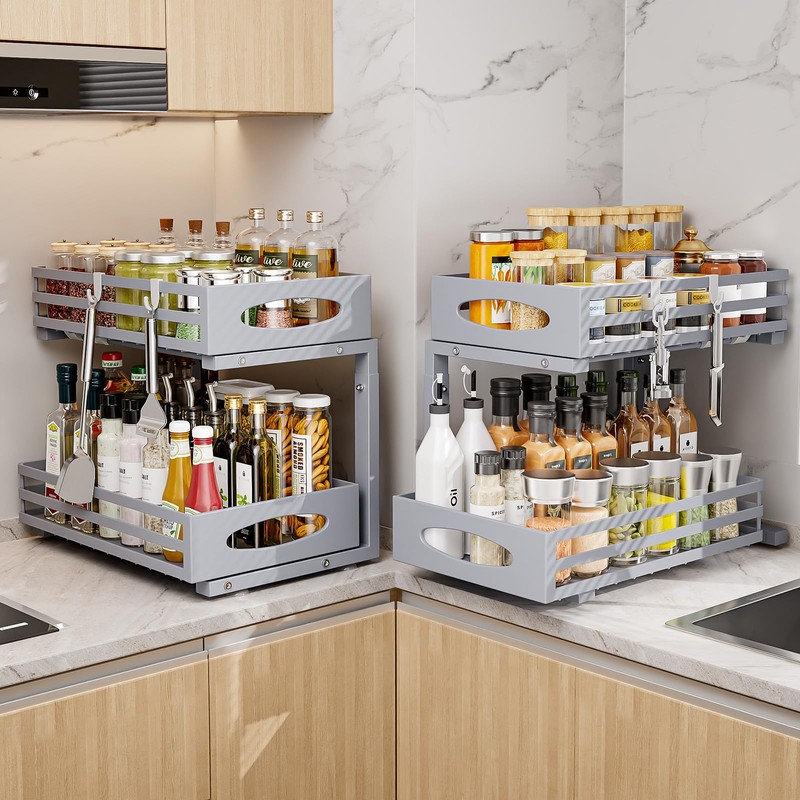 Under Sink Organizer, 2 Tier Under Sink Organizers and Storage,