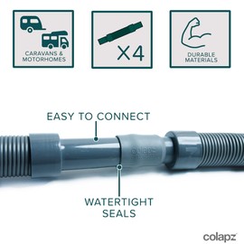 Colapz Caravan Accessories - Collapsible Flexible and Extendable Caravan Waste Pipe System (4 x 1M Pipes, Carry Bag, Cleaning Brush)