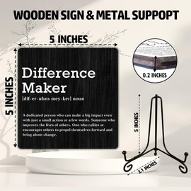 Motivational Wooden Sign,Difference Maker decor,Office Desk Accessories Decor，Wood Plaque With A Support Frame,Office Inspirational Gifts For Women & Man, Desk Decor & Accessories-A10