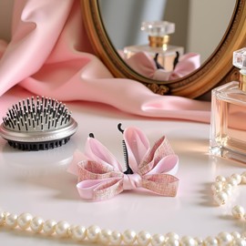 Bow Banana Clip, Banana Barrette Claw Hairpin, Elegant Vertical Ponytail Clip, Bowknot Ponytail Claw for Women Girls, Sweet Hair Accessories for Women Girls Clips and Barrettes (pink)