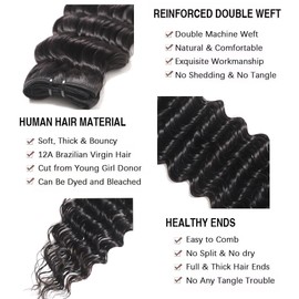 Deep Wave Bundles Human Hair One Bundle Brazilian Water Wave Human Hair Bundles 30 Inch 12A 100% Unprocessed Deep Curly Bundles Human Hair Double Weft