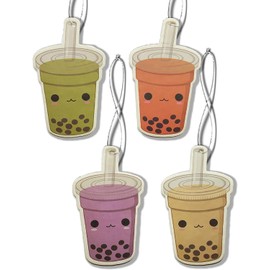 Boba Milk Tea Novelty Air Freshener for Car - Sweet Coffee Scented - Kawaii Car Accessory (Assorted (4 Colors))