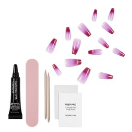 Dashing Diva GelXtend Nail Set - Rouge Shimmer - Pink Ombre Nails - Lasts Up to 14 Days - Gel Nails - No-Soak, Easy Removal