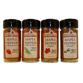 Maple Run Emporium Maple Pepper® Variety 4 Pack Bundle–3oz Jar of Each Seasoning–Habanero–Rosemary–Original–Garlic–Blends of Maple Sugar and Black Pepper with Sea Salt and Spice