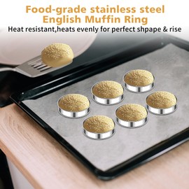 Crumpet Rings Nonstick Double Rolled English Muffin Ring 6 Pcs Crumpet Rings Stainless Steel English Muffin Rings HJKEMI 3 Inch Round Metal Ring Molds for Cooking Crumpets,Muffin,Tart,Egg,Easy to Wash