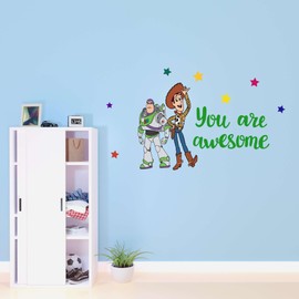 Buzz Woody Bo Peep Slinky Dog Mr.Potato Head Jessie Stinky You are Awesome Space Ranger Animated Film Holiday Gift Decorating Birthday Ideas Wall Decal Sticker - Size: 10 in(W) x 7 in(H)