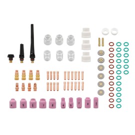 kimllier 90PCS Professional TIG Welding Torch Kit – Gas Lens, Alumina Nozzles (12), Glass Cups for WP-17/18/26 – Stubby Back Cap and Copper Collets for Accuracy Welding