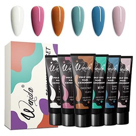 Wenida Nail Extension Gel Kit 6 Colors Fall Nude Blue Grey Nail Builder Gel Nail Enhancement Gel Set for Home DIY Nail Manicure Art