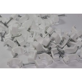 Unifix 50 x White 6mm FT&E Flat Cable Clips for Twin Coax Cable Webro WF100, 13mm Wide