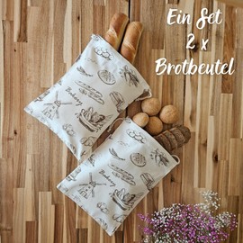 slowroom Bread Bags for Bread Storage and Keeping Fresh, Set of 2 - Cotton Bread Bag Reusable - Bread Bin 38 x 28 cm - Cotton Bread Bag & Bread Bag with Drawstring