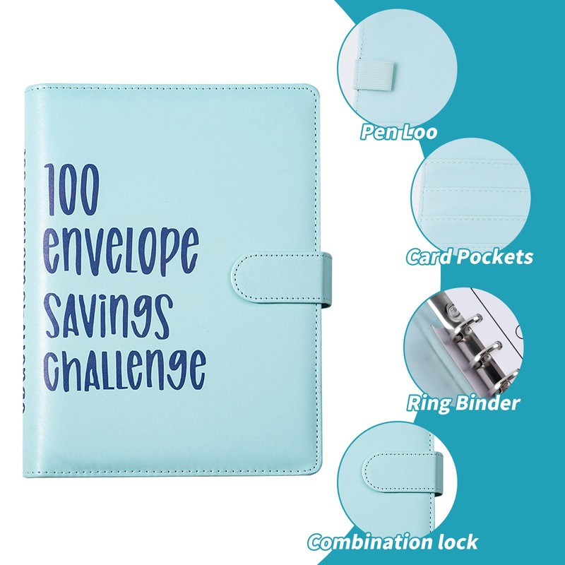 100 Envelopes Saving Challenge Envelope Saving Challenge Folder Blue Savings