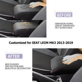 LUWU Compatible with Seat Leon 5F MK3 2013-2019 Central Armrest Cover Armrest Cushion for Cars Leon 5F Centre Console Armrest Covers Armrest Box Cover Leon 5F Accessories (Red)
