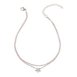 Untold Stories Silver Stainless Steel Star Anklet, Waterproof Tarnish-Free, Double Chain, Silver, Anklet for Beach Summer Boho Festivals