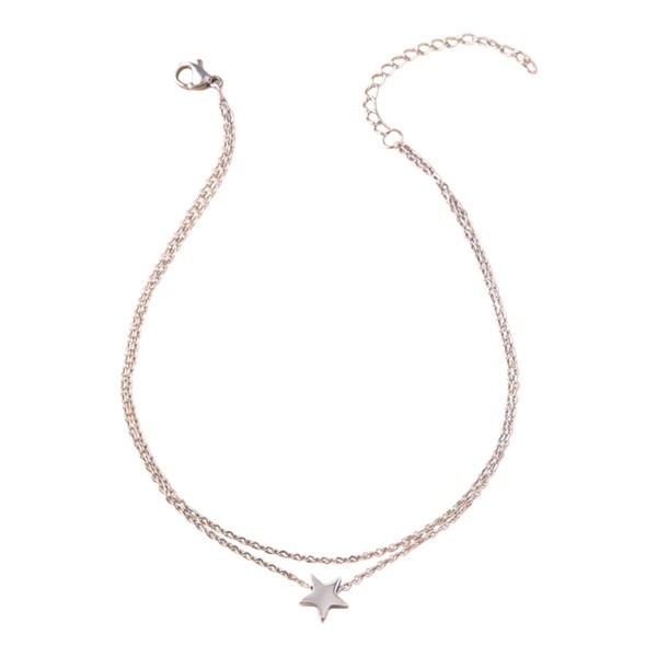 Untold Stories Silver Stainless Steel Star Anklet, Waterproof Tarnish-Free, Double