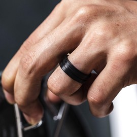 ThunderFit Men's Silicone Ring Rubber Wedding Band - 1 Ring (8.5 - 9 (18.9mm))