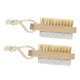 Ipetboom 2pcs Dual-Sided Foot Scrubber with Pumice Stone and Fingernail Brush Exfoliating Body Brush for Smooth Feet and Clean Nails for Shower and Bath Use