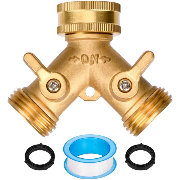 XIBETEO Garden Hose Y Valve Hose Splitter Solid Brass Hose
