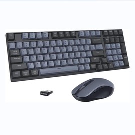 AUSDOM Wireless Keyboard and Mouse Combo: 2.4G Full-Sized Rechargeable Cordless Silent Computer Keyboard with 3 DPI Adjustable Mouse, Numeric Keypad, USB Receiver for PC/Laptop/Windows/Mac, 108 Keys - Colour: 98 Keys