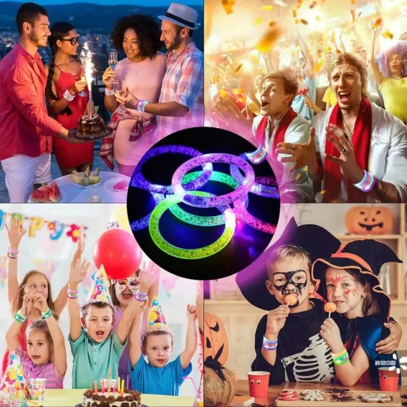 Pulseras Led Fluorescentes Para Fiesta Pack De 10 Piezas Random