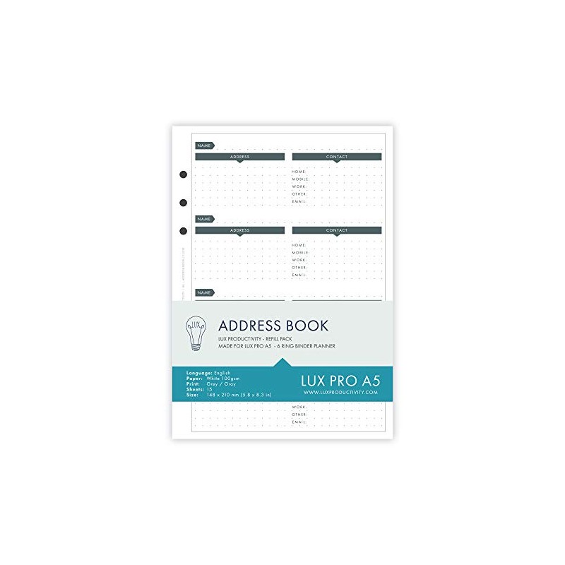 LUX PRO REFILL PACKS UK (LUX PRO - Address Book)