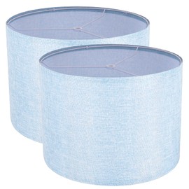Lamp Shades Set of 2, Drum Lampshade for Table Lamps Floor Lamp, 13" Top X 13" Bottom X 10" High Blue Large Line Fabric Lamp Shades, Easy Assembly Replacement Lampshades
