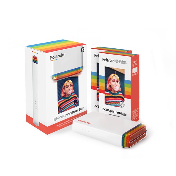 Polaroid Hi-Print - Bluetooth Pocket Photo Printer + Paper Double Pack Bundle (40 Sheets)