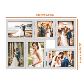 6 Picture Frame 4x6 Inch Hinged Picture Frame MDF Wood Picture Frame Rustic Desktop Acrylic Frame Family Photo Collage for Birthday Thanksgiving Christmas Family Lover Gift Stand Vertical on Tabletop
