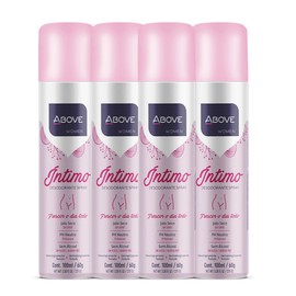 ABOVE Intimo Deodorant Spray, 4 pcs- pH Balanced - Feminine Deodorant Spray - Benzene-Free and Alcohol-Free - Dry Spray - Vegan and Cruelty-Free