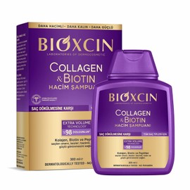 Bioxcin Collagen & Biotin Volumen Shampoo 300ml - Für Dickeres, Stärkeres & Fülligeres Haar - Gegen Haarausfall - Alle Haartypen